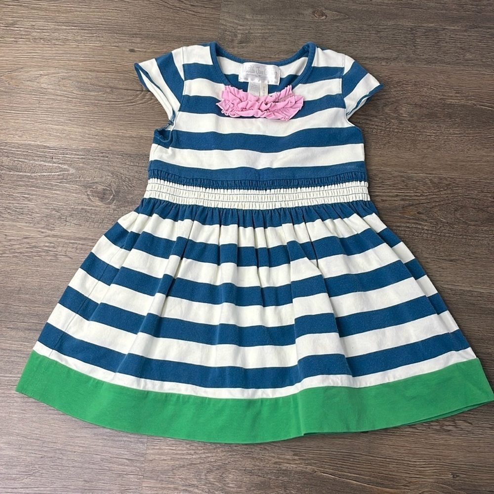 Matilda Jane Little Girls Navy and White Striped HTF The Crew Dress, size 2